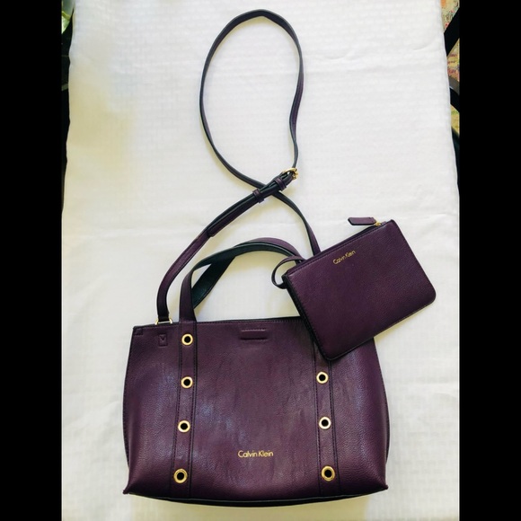 Calvin Klein Handbags - Purple Calvin Klein Shoulder Bag w Matching Tote